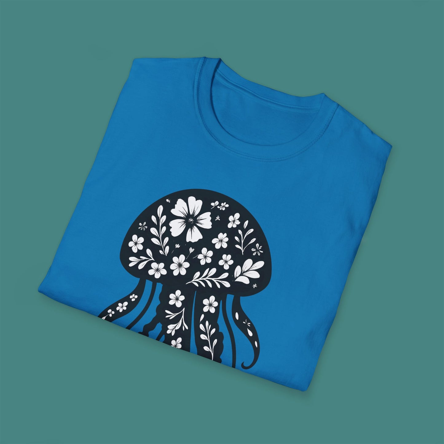 Floral Jellyfish Silhouette Unisex T-Shirt