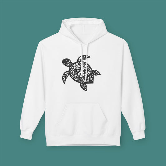 Floral Turtle Silhouette Fleece Unisex Hoodie