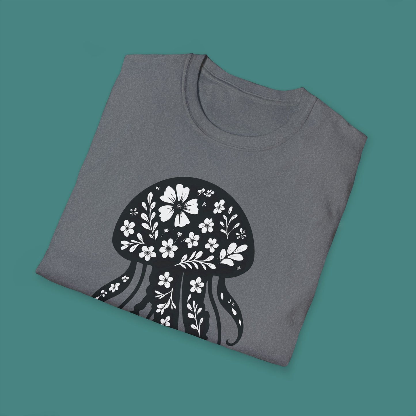 Floral Jellyfish Silhouette Unisex T-Shirt