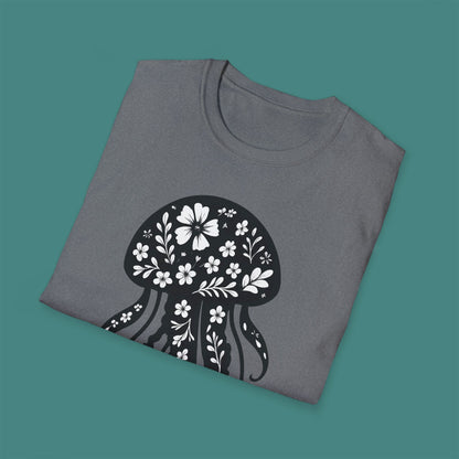 Floral Jellyfish Silhouette Unisex T-Shirt