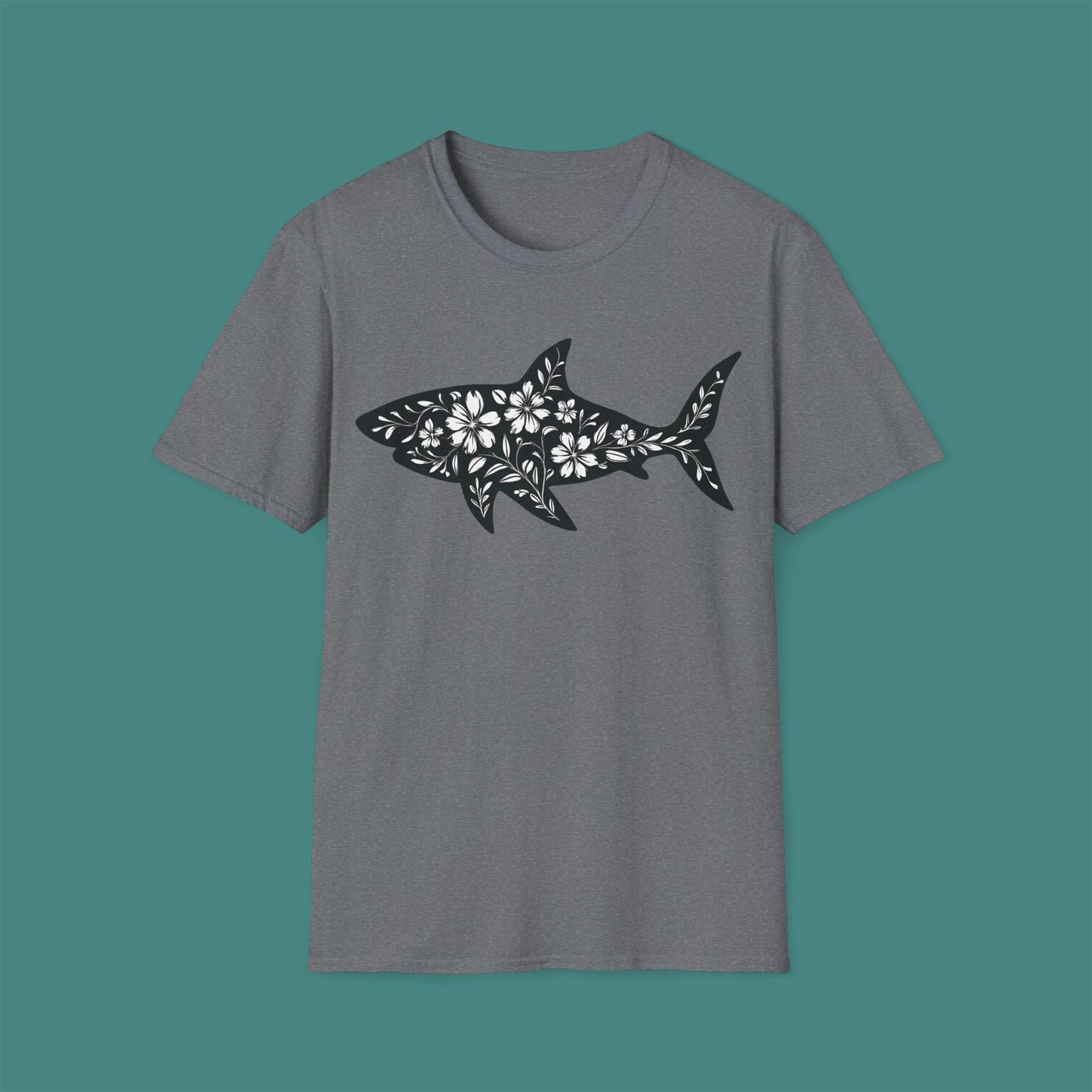 Floral Shark Silhouette Unisex T-Shirt