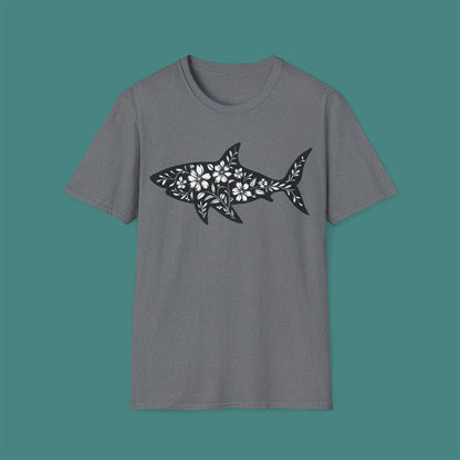Floral Shark Silhouette Unisex T-Shirt
