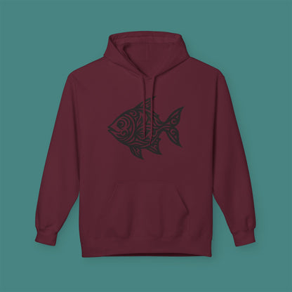 Tribal Tattoo Fish Fleece Unisex Hoodie