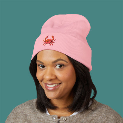 Geometric Polygon Crab Embroidered Beanie
