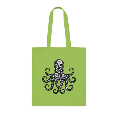 Floral Octopus Silhouette Tote Bag