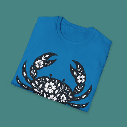 Floral Crab Silhouette Unisex T-Shirt