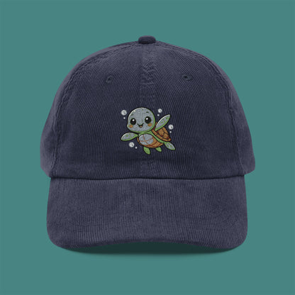 Cartoon Cute Turtle Corduroy Embroidered Cap