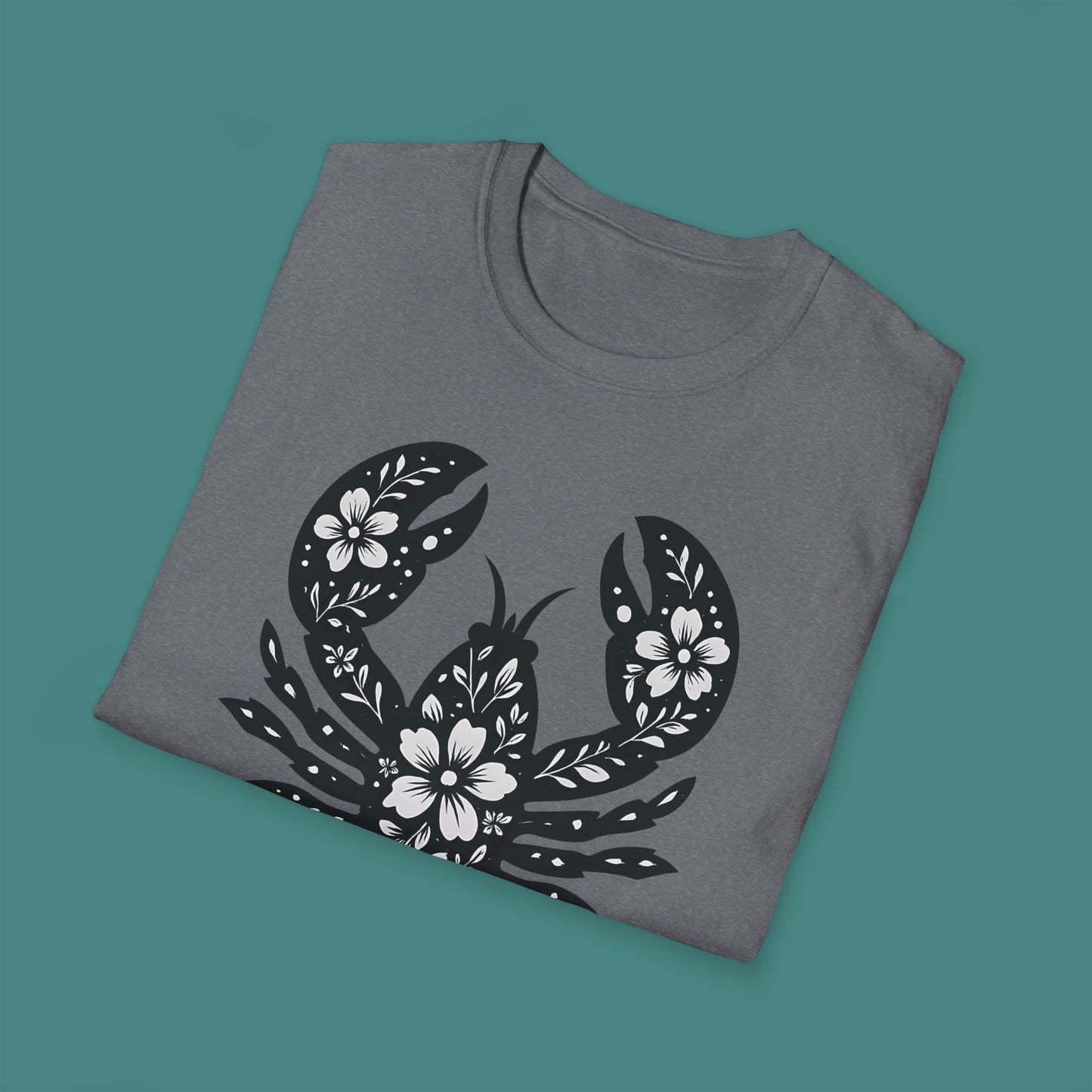 Floral Lobster Silhouette Unisex T-Shirt