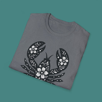 Floral Lobster Silhouette Unisex T-Shirt