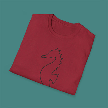 Minimalist Line Art Seahorse Unisex T-Shirt
