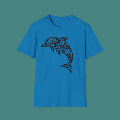 Floral Dolphin Silhouette Unisex T-Shirt