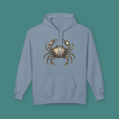 Vintage Etching Crab Fleece Unisex Hoodie