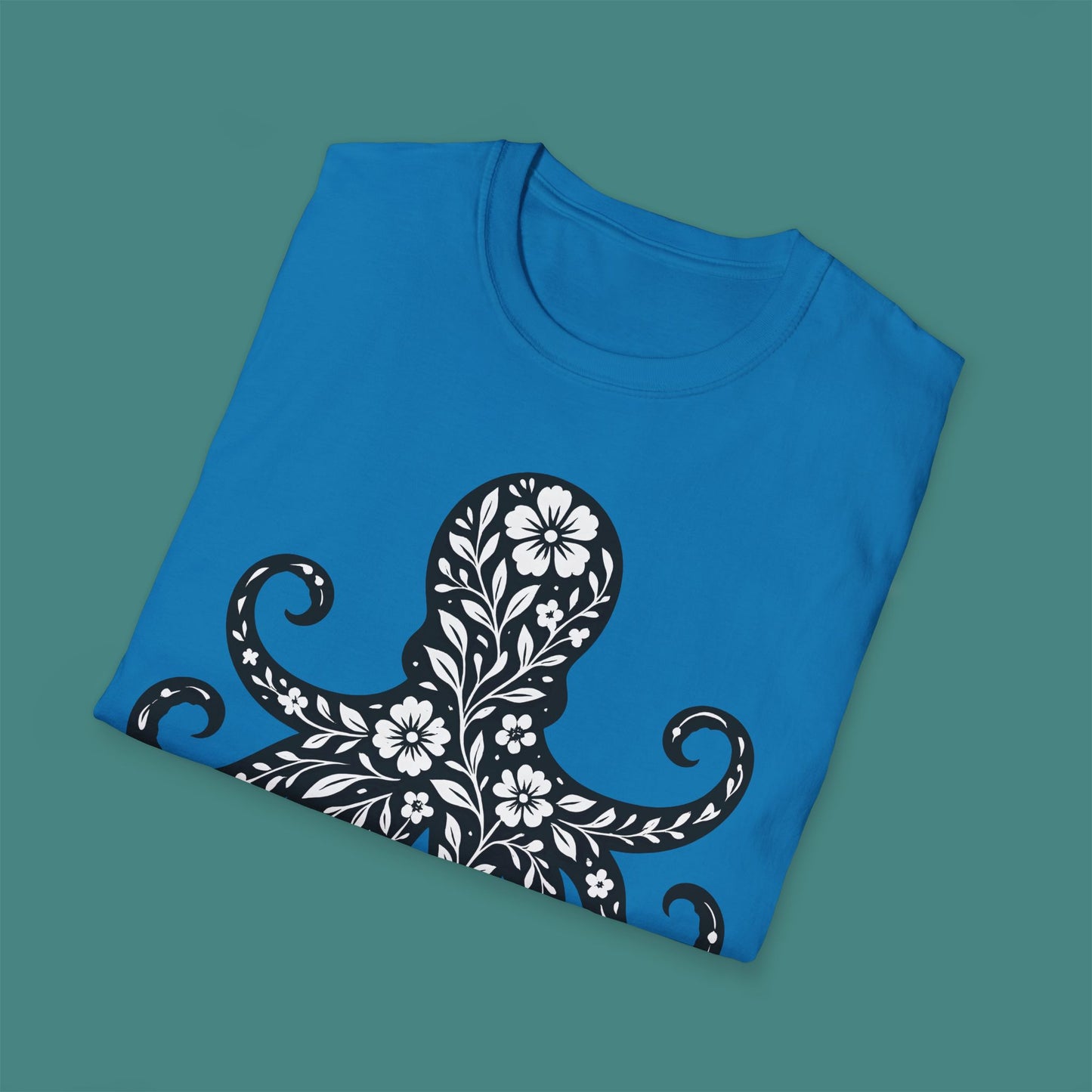 Floral Octopus Silhouette Unisex T-Shirt