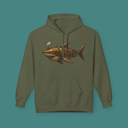 Steampunk Mechanical Shark Fleece Unisex Hoodie