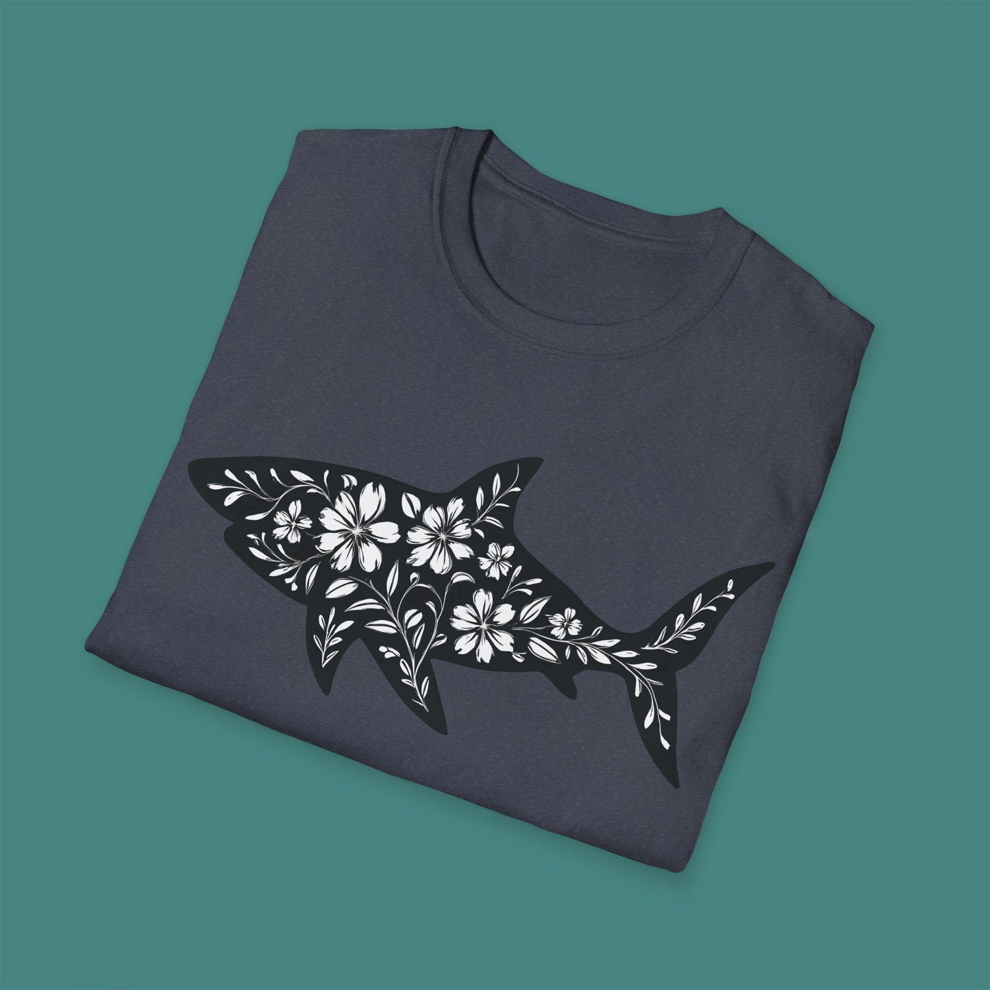 Floral Shark Silhouette Unisex T-Shirt