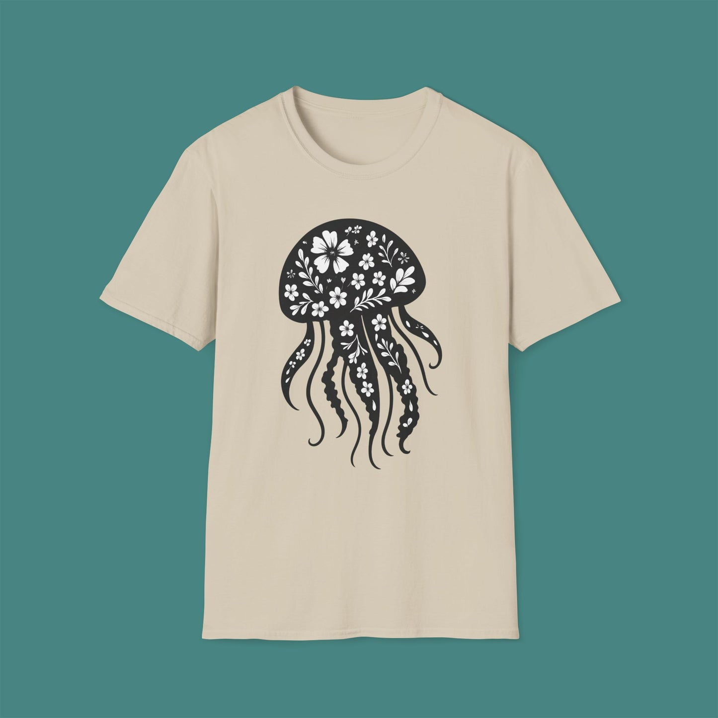 Floral Jellyfish Silhouette Unisex T-Shirt