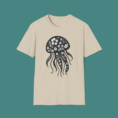 Floral Jellyfish Silhouette Unisex T-Shirt