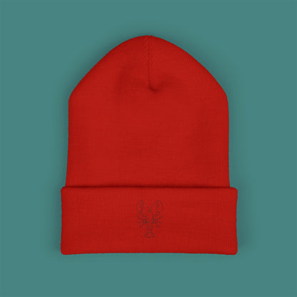Minimalist Line Art Lobster Embroidered Beanie