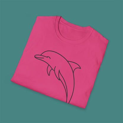 Minimalist Line Art Dolphin Unisex T-Shirt