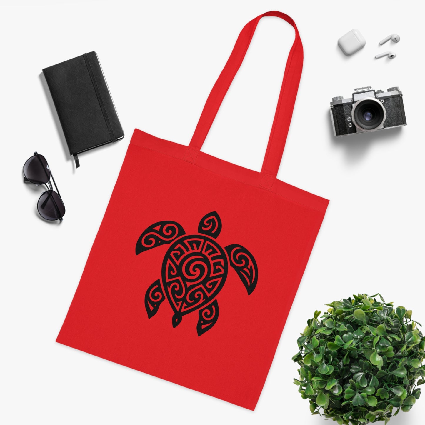 Tribal Tattoo Turtle Tote Bag