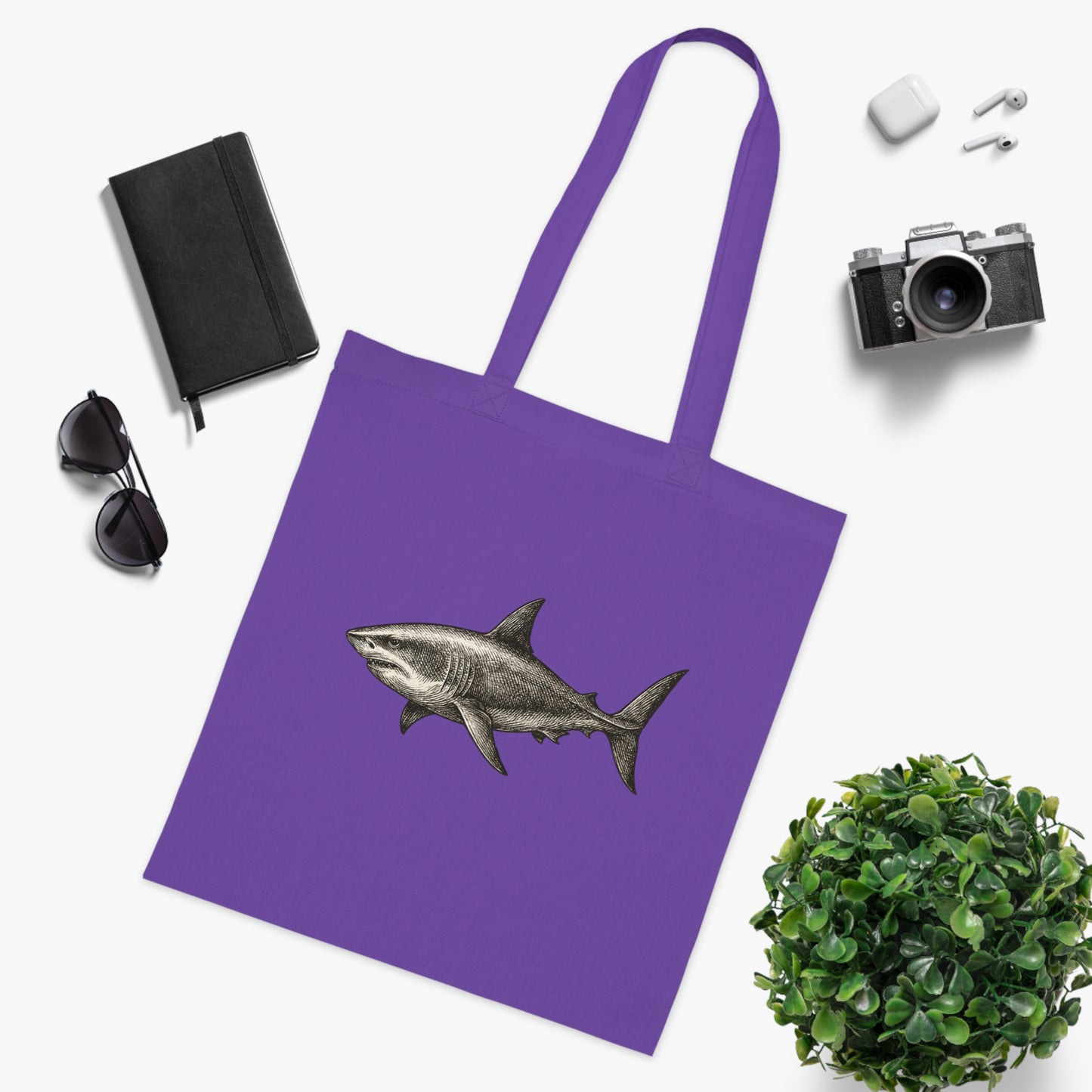 Vintage Etching Shark Tote Bag