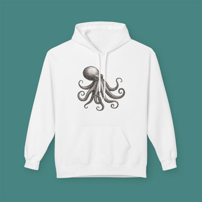 Vintage Etching Octopus Fleece Unisex Hoodie
