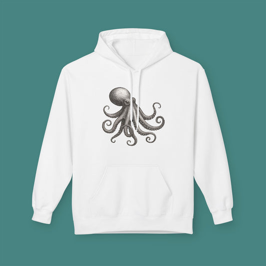 Vintage Etching Octopus Fleece Unisex Hoodie