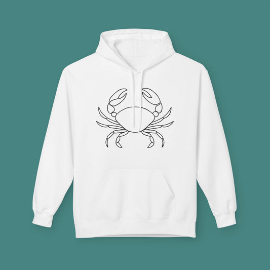 Minimalist Line Art Crab Fleece Unisex Hoodie