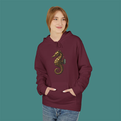 Steampunk Mechanical Seahorse Fleece Unisex Hoodie