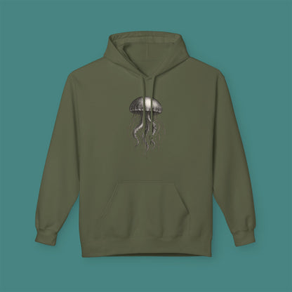 Vintage Etching Jellyfish Fleece Unisex Hoodie