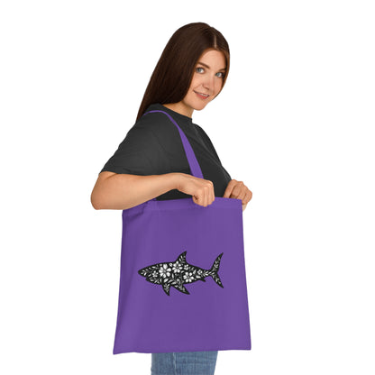Floral Shark Silhouette Tote Bag