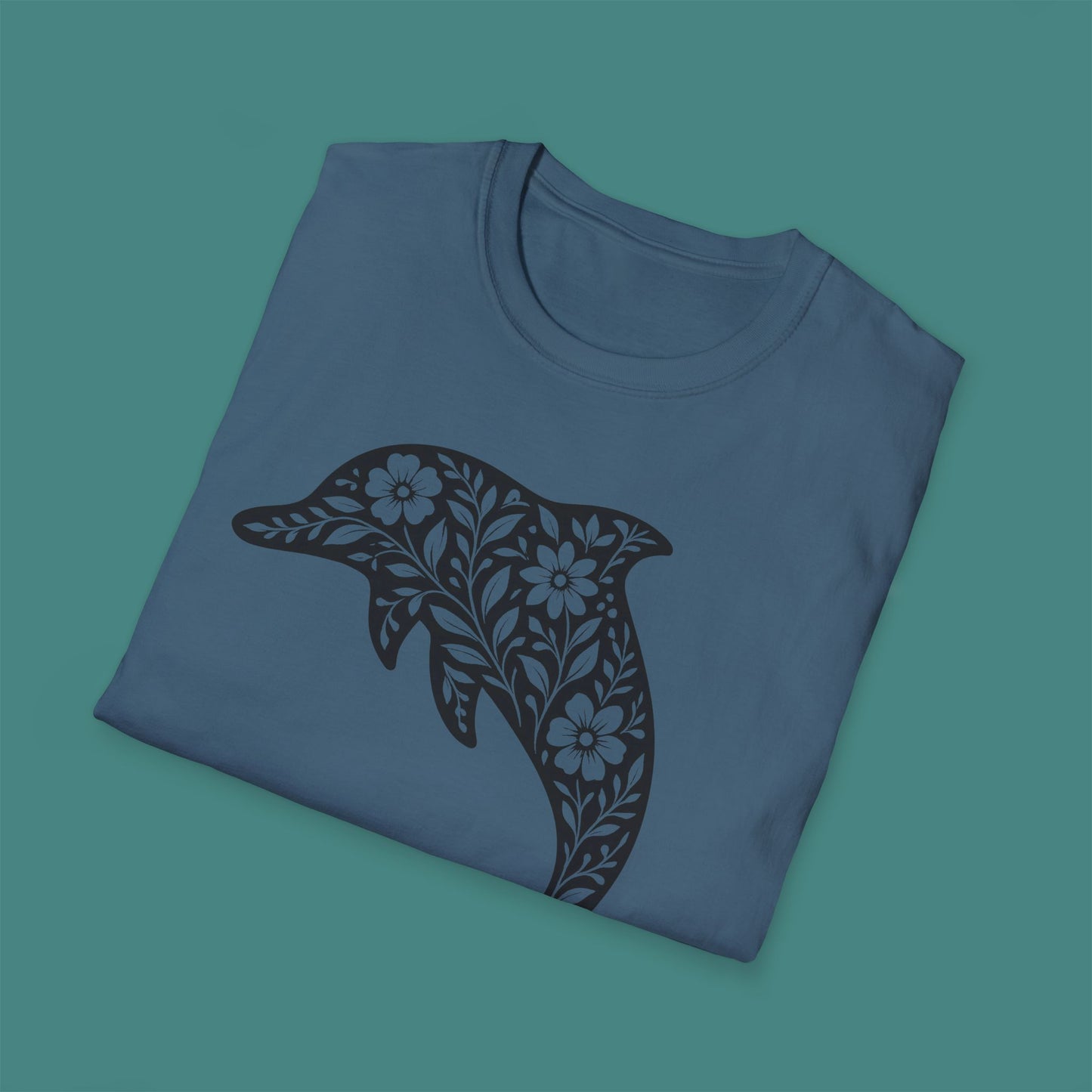 Floral Dolphin Silhouette Unisex T-Shirt
