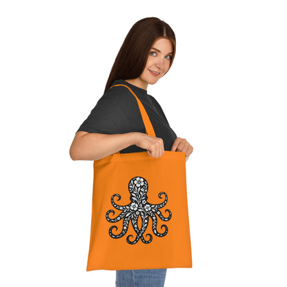 Floral Octopus Silhouette Tote Bag