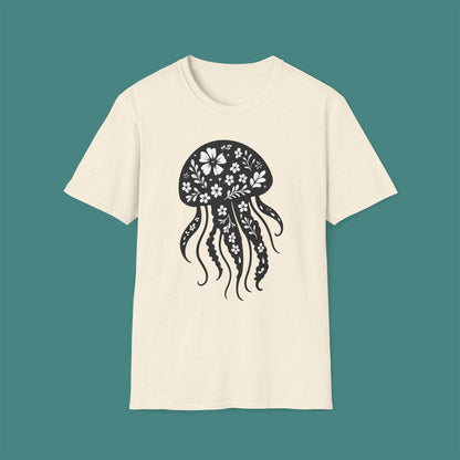 Floral Jellyfish Silhouette Unisex T-Shirt