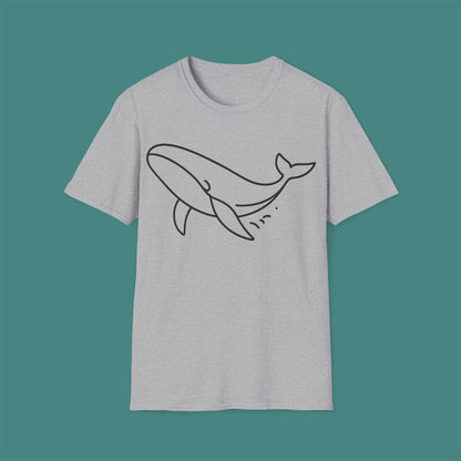 Minimalist Line Art Whale Unisex T-Shirt