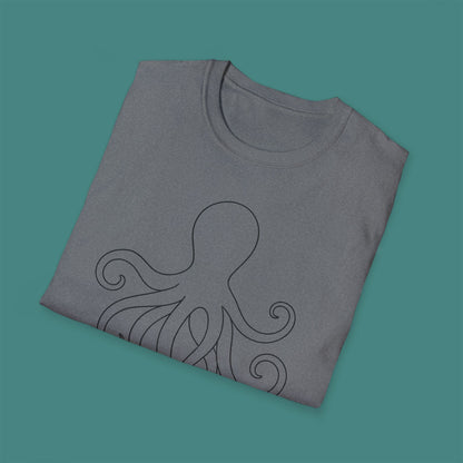 Minimalist Line Art Octopus Unisex T-Shirt