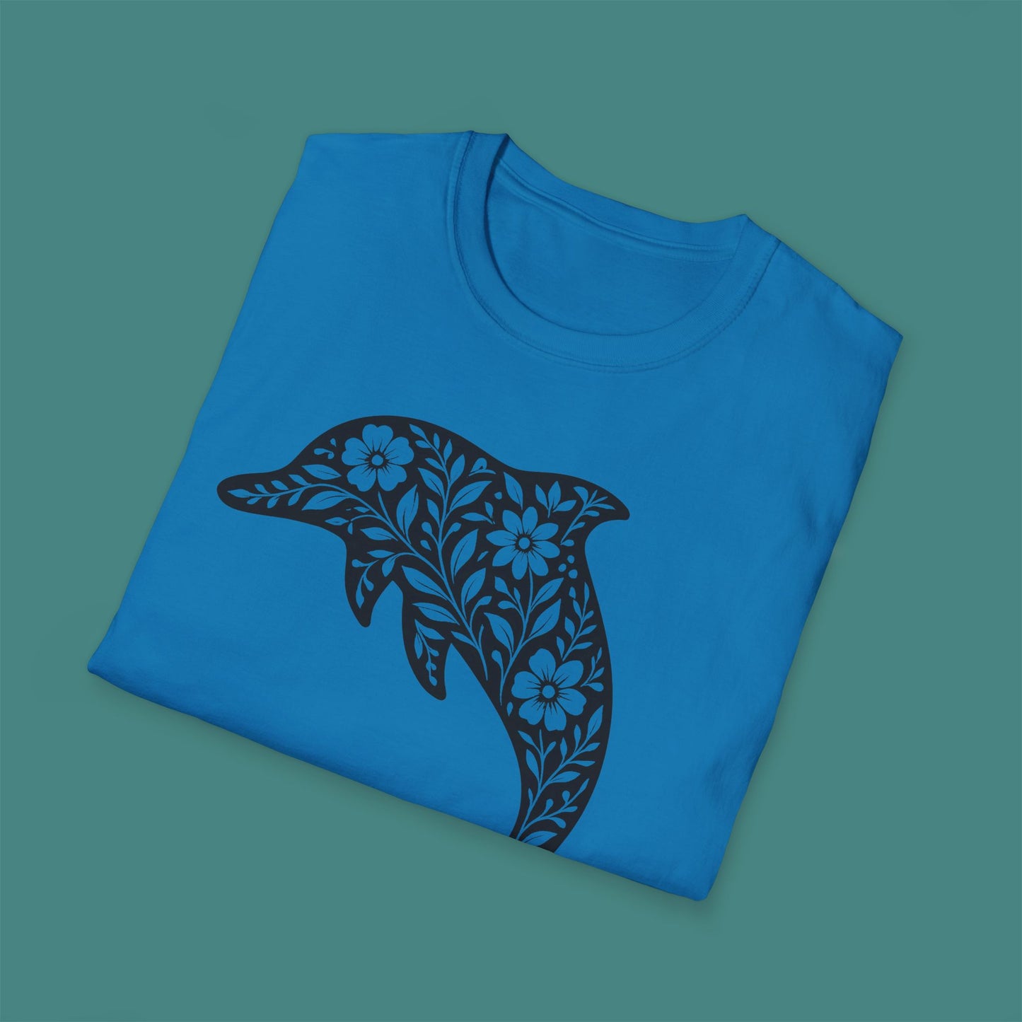 Floral Dolphin Silhouette Unisex T-Shirt