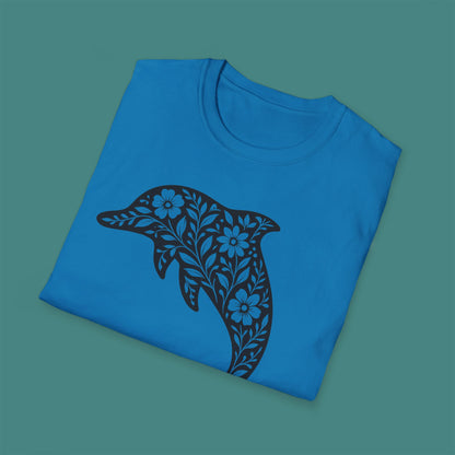Floral Dolphin Silhouette Unisex T-Shirt