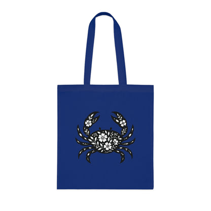 Floral Crab Silhouette Tote Bag