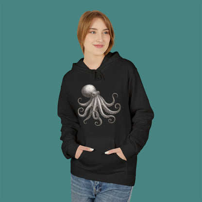 Vintage Etching Octopus Fleece Unisex Hoodie