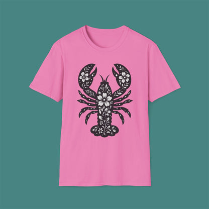 Floral Lobster Silhouette Unisex T-Shirt