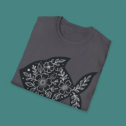 Floral Fish Silhouette Unisex T-Shirt