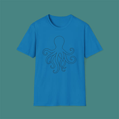 Minimalist Line Art Octopus Unisex T-Shirt