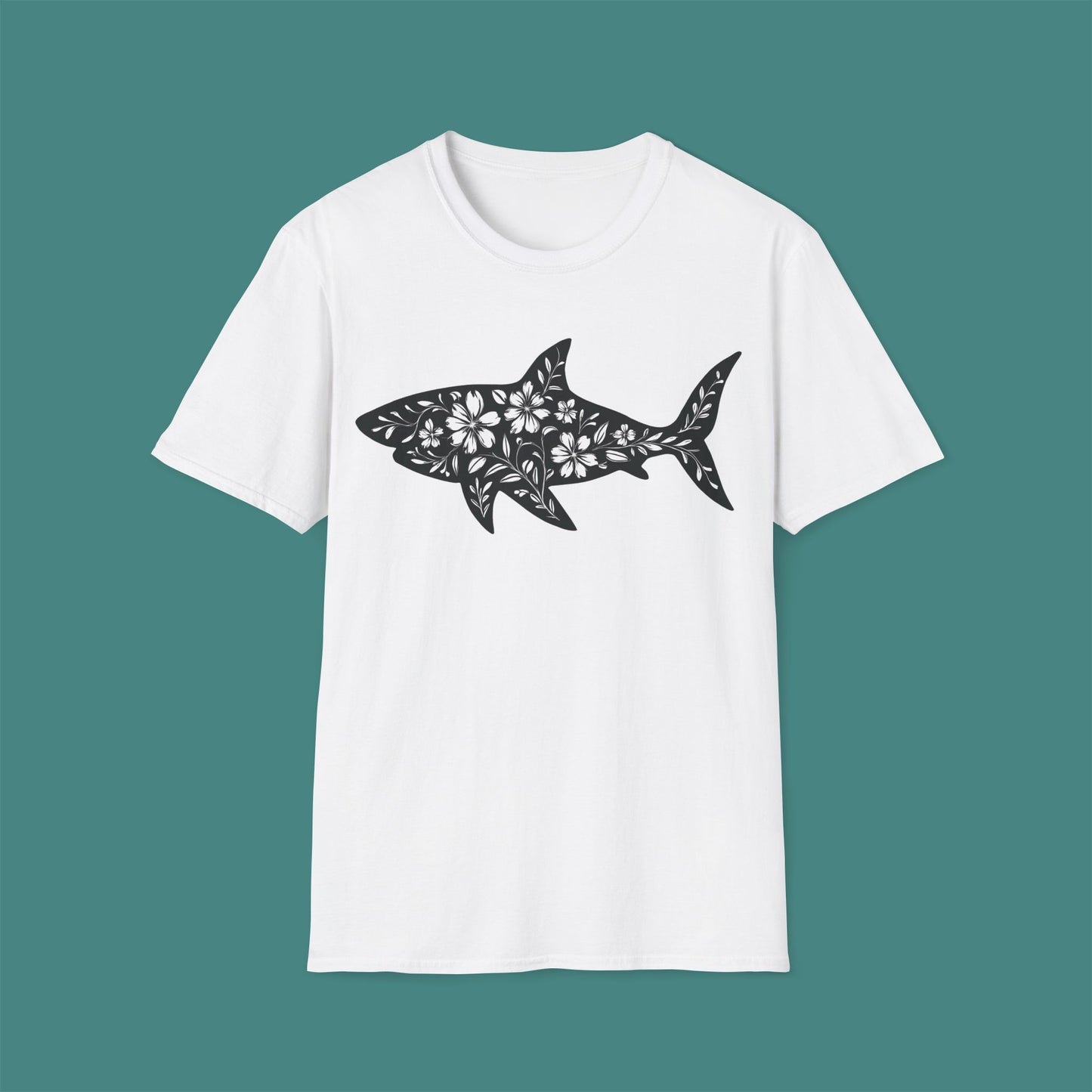 Floral Shark Silhouette Unisex T-Shirt