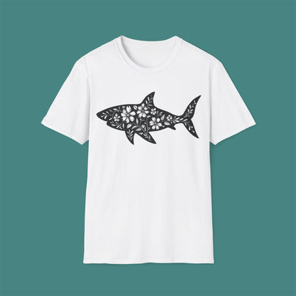 Floral Shark Silhouette Unisex T-Shirt