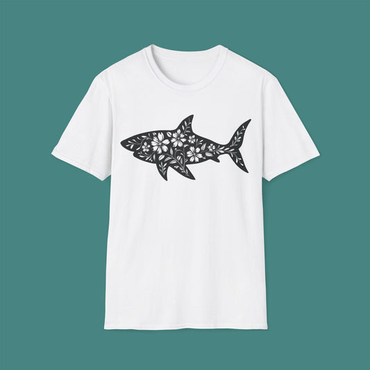 Floral Shark Silhouette Unisex T-Shirt