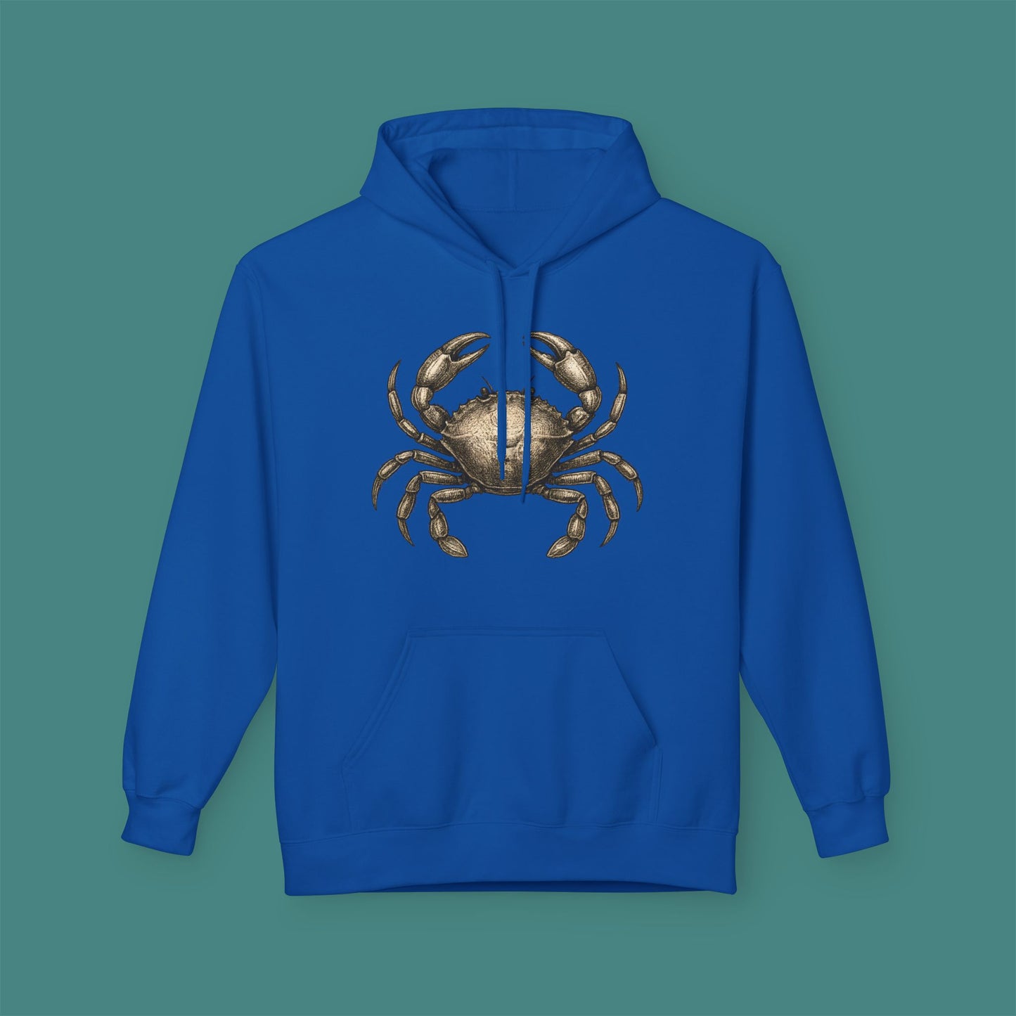 Vintage Etching Crab Fleece Unisex Hoodie