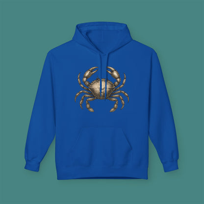 Vintage Etching Crab Fleece Unisex Hoodie