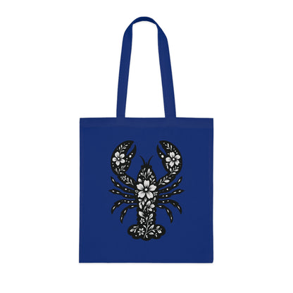 Floral Lobster Silhouette Tote Bag