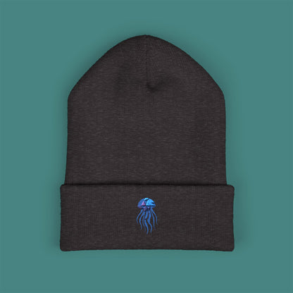 Geometric Polygon Jellyfish Embroidered Beanie